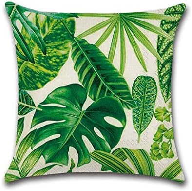 HAPPIShare Tropical Green Leaves Throw Pillow Covers Sofa Car Cotton Linen Home Decor 18 x 18 Inch