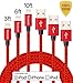 Tecland iPhone 3 Pack 3ft 6ft 10ft Lightning to USB Cables Charging Cord Charge and Sync for iPhone 7,6s,6s Plus, 5s, 5, SE, iPad air/2/mini, iPad 1/2/3/4 (red black)