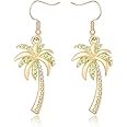 MANZHEN Crystal Beach Palm Tree Dangle Earrings Tropical Jewelry for Women
