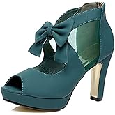GATUXUS Open Toe Women Platform High Heel Shoes Bows Strappy Sandals