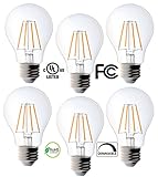 6 Pack Bioluz LED Clear LED Edison Style Dimmable Filament A19 4.5w = 40 Watt Equivalent Soft White (2700K) Light Bulb UL Listed Pack of 6
