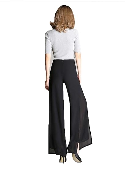Laukexin Pantalones Palazzo De Gasa Para Mujer Cintura Alta