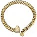 Designer Dog Collar Gold Metal Stainless Steel with Zirconia Lock 14mm 18K Gold Big Dog Luxury Training Collar Cuban Lock Link Necklace Chain(14 inch)