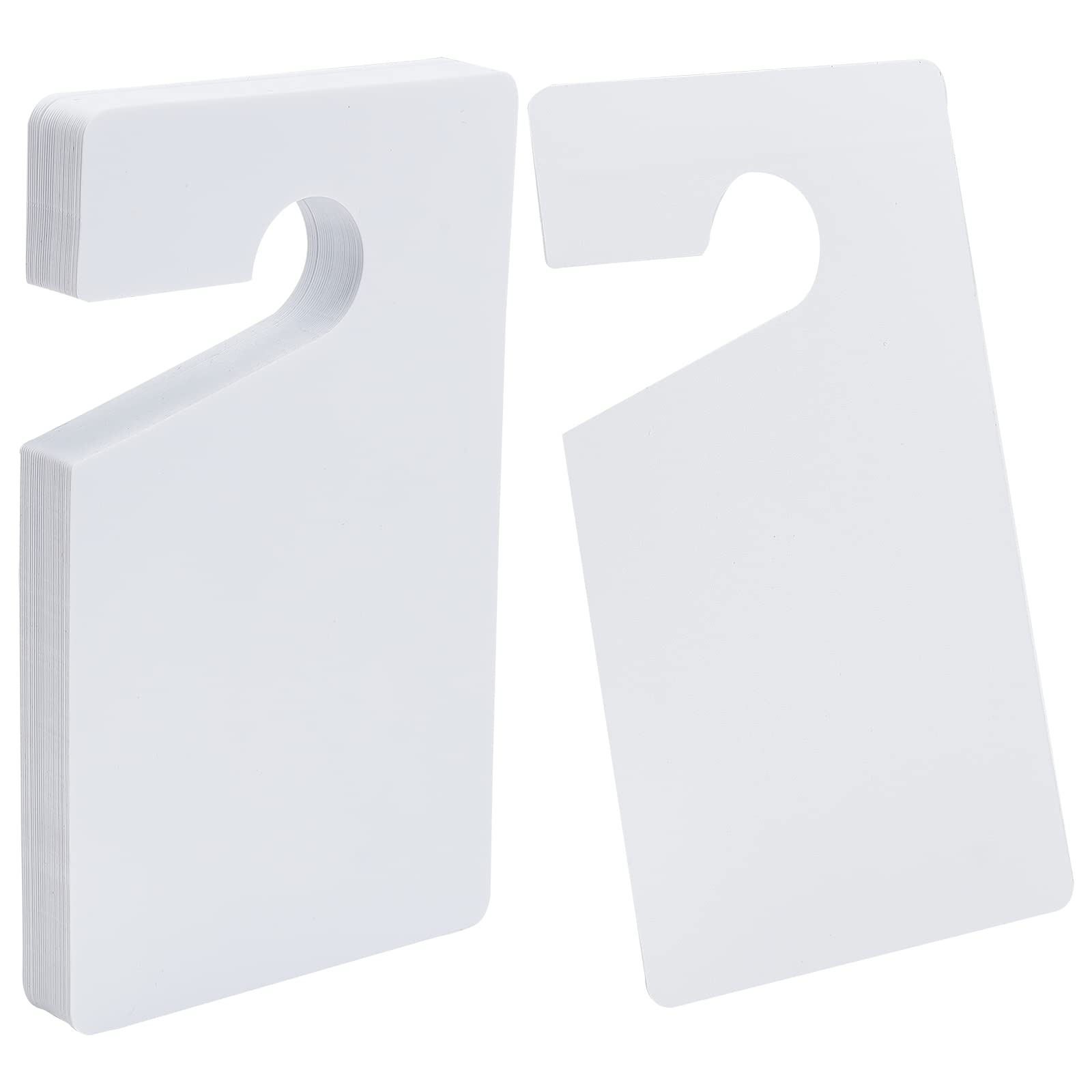 GLOBLELAND 30Pcs Plastic Door Knob Hangers Signs PVC Blank Door Signs Do Not Disturb Door Hanger Tag Parking Permit Sign for Office Bedroom Hotel Car Decoration, 12.7x7.62cm/5x3inch, White