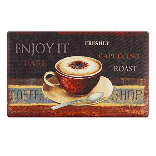 EVERGRACE Kitchen Floor Mat 17 x 30 inch, Coffee Theme AntiFatigue