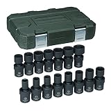 GearWrench 84939N 1/2-Inch 6 Point Metric Universal Impact Socket Set (15 Piece)