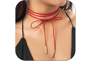 Bethynas Gothic Bow-knot Velvet Choker Necklace Sexy Long Wrap Rope Collar Tie Neck Chain with Silver Gold Pendant Boho Party Neck Accessories for Women