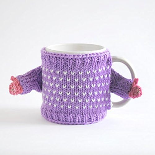 Hacookies,Handcraft Crochet Cozy Reusable Handmade Sweater Sleeve with Arms Ceramic Coffee Mugs Eco-friendly Tea Mug Warm and Soft Drink Cup with Heat Insulation Cup Covers