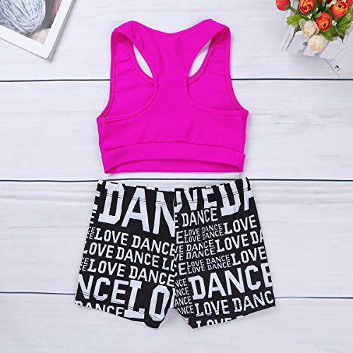 image for MSemis Girls' Kids 2-Piece Sport Dance Outfit Crop Top with Booty Shor