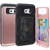 Galaxy S6 Edge Case, TORU [S6 Edge Wallet Case Rose Gold] Protective Slim Fit Dual Layer Hidden Credit Card Holder ID Slot Card Case with Mirror for Samsung Galaxy S6 Edge - Rose Gold