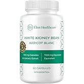 Elan Healthcare White Kidney Bean 10:1 Extract - 60 Potent White Kidney Bean Capsules with 10:1 Extract 7000mg Equivalent - N