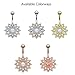 BodyJ4You Belly Button Ring Flower White Created-Opal Stone Aurora CZ 14G Navel Banana Steel Bar