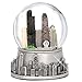 3.5 Inch Chicago Snow Globe, Silver Base and Color Inside Glass Globe, Chicago Snow Globes with Skyline and Landmarks