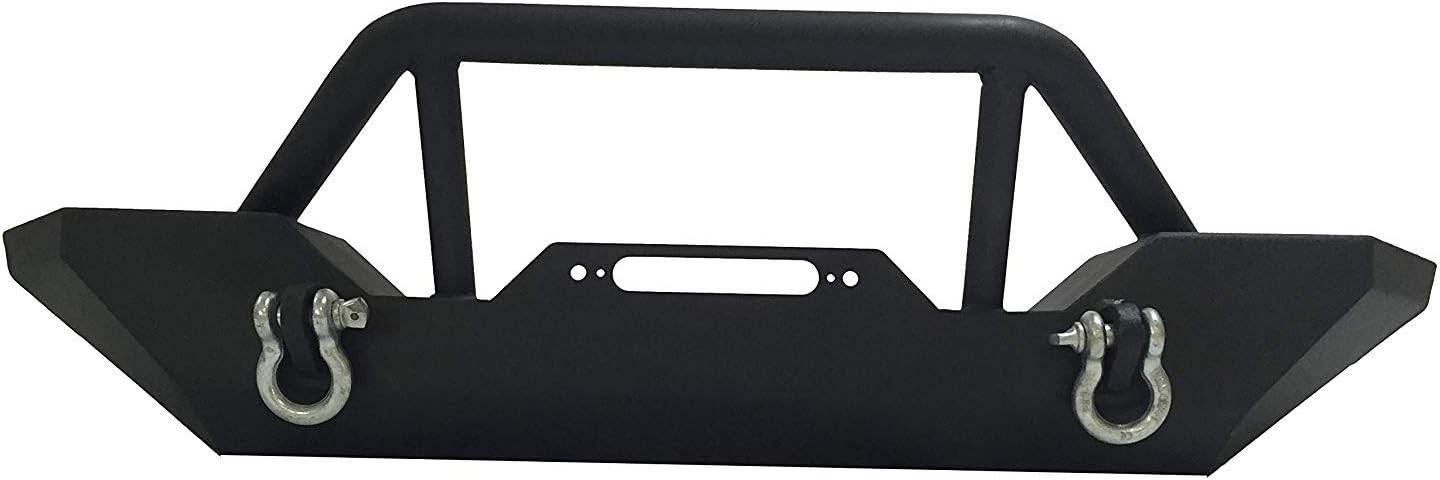 Super Drive Textured Black Front Bumper Compatible 2007-2018 Jeep Wrangler JK Rock Crawler with Winch Plate Off Road