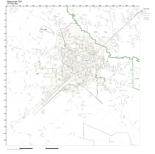 ZIP Code Wall Map of Waycross, GA ZIP Code Map Not Laminated