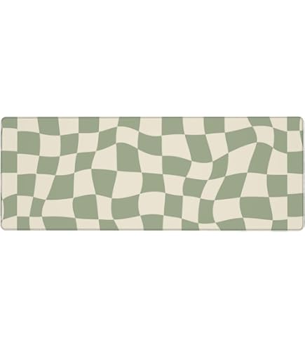 Boho Kariertes Mauspad Grün – 21,6 X 26,8 Cm, Retro-Design, Aus Gummi & Polyester, Waschbar