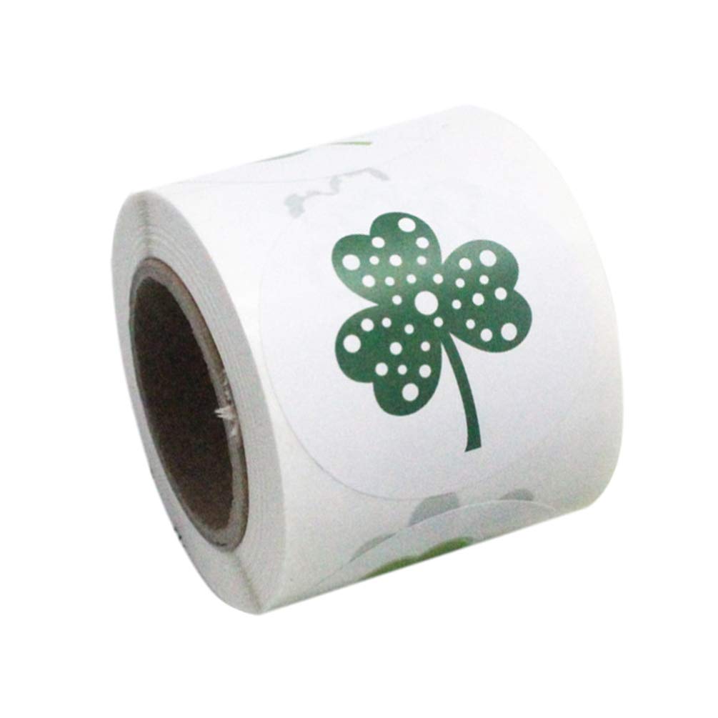 VALICLUD 500pcs St. Patricks Day Stickers Labels Self-Adhesive Shamrock Roll Stickers Thank You Sticker Lucky Clover Ornament Craft for Gifts Presents Wrapping Paper Envelope A