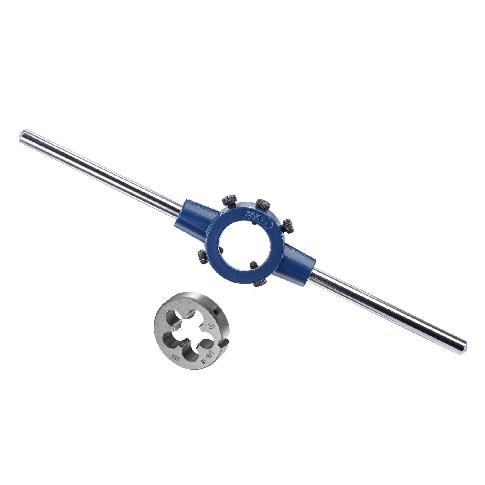 CoCud Die Stock Handle Set, 5/8-18 UNF Thread Die & Fit 26mm-38mm OD / M12-M16 Die Wrench Tool Kit - (Applications: for Threading Repairing), 1-Set