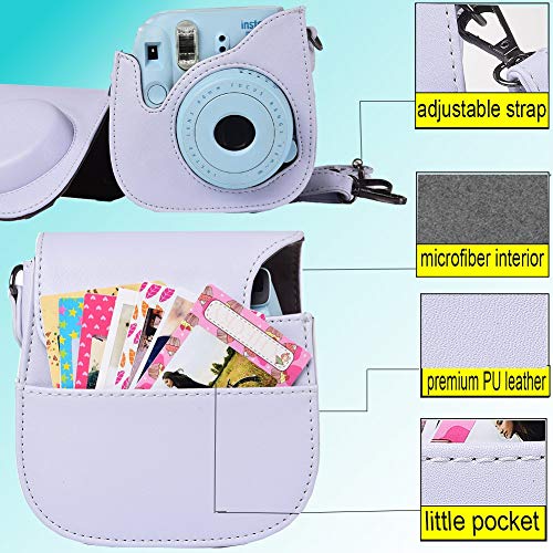 Protective & Portable Case Compatible with Fujifilm Instax Mini 9 8 8+ Instant Polaroid Film Camera with Accessory Pocket and Adjustable Strap - Smokey White by SAIKA