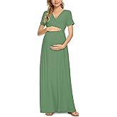 Xpenyo Maternity Maxi Dress Women Casual Wrap Long Baby Shower Pregnancy Dresses