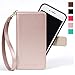 iPhone 8 Plus Wallet Case, iPhone 7 Plus Wallet Case, COCASES Premium Leather Detachable Magnet Folio Stand Cover with Wrist Strap 5.5'' - Rose Gold