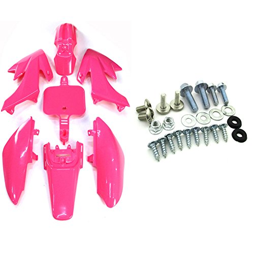 TC-Motor Pink Fender Body Work Plastic Fairing Kit + Complete Mounting Screws Kits For Honda XR50 CRF50 Pit Dirt Bike 50cc 90cc 110cc 125cc 150cc 160cc GPX Braaap