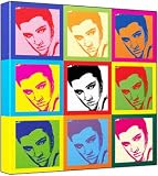 Toy Elvis Presley - Pop Art Print (3-Tone; Andy Warhol's Che Guevara Style) 50 x 50 x 2 cm Large Square Deep Box Canvas Book