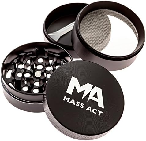 Kitchen Herb Spice Grinder w/ Pollen Catcher (2-Inch) Stainless Steel, Round | Portable Cooking Accessory | Tobacco, Weed, Herbal | Ultra-Sharp Teeth