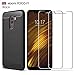 MYLB Xiaomi Pocophone F1 case,with Xiaomi Pocophone F1 Screen Protector. (3 in 1)[Scratch Resistant Anti-Fall] Fashion Soft TPU Shockproof Case with Xiaomi Pocophone F1 Glass Screen Protector (Black)