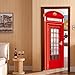 Fymural 3D Telephone Booth Door Wall Mural Wallpaper Stickers Vinyl Removable Decals for Kid Baby Room Decoration 30.3x78.7