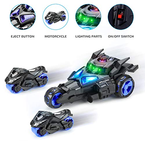 BestFire Pull Back Cars Toy, Kids Toy Large Push and Go Car with 2 Catapult Motorcycles, Sound and Lights Model Vehicle Car Toy, Birthday Party Gift Cool Present for Boys Girls Toddlers - Thumbnail 7