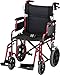 NOVA Lightweight Transport Chair with Locking Hand Brakes, 12" Rear Wheels, Removable & Flip Up Arms for Easy Transfer, Anti-Tippers Included, Red primary