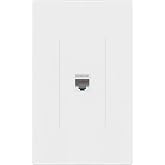 ENERLITES Port Screwless Wall Plate with CAT6 RJ45 Keystone Jack Module, for Voice/Data &amp; Audio/Video Multimedia, Standard Size 1-Gang 4.69" x 2.93", SI8871C-W, White