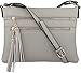 B BRENTANO Vegan Multi-Zipper Crossbody Handbag Purse with Tassel Accents (Gray(N))