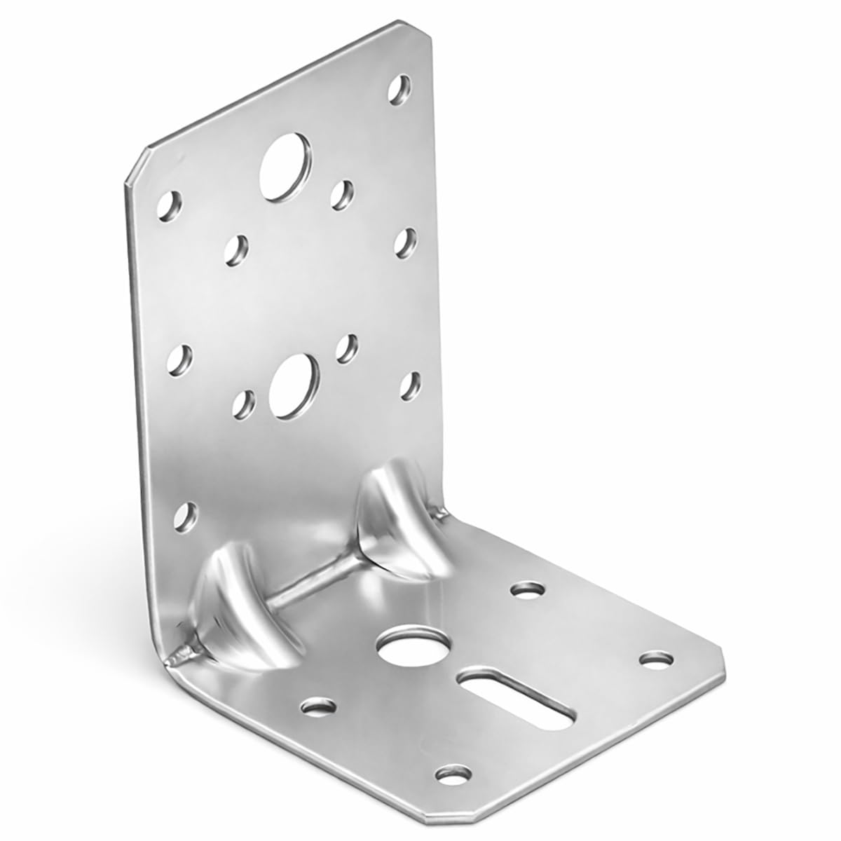 95mm x 65mm x 65mm Heavy Duty Angle Bracket with Reinforcement Corner Reinforced Metal Braces Steel Repair Connector KPK23 (Pack of 20) L10ABC