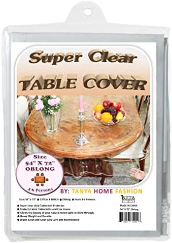 100% Vinyl Super Clear and Durable Tablecloth Protector Size 54" X 72" Oblong