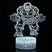 LED Superhero 3D Optical Illusion Smart 7 Colors Night Light Table Lamp with USB Power Cable (The Hulk)