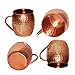 Set of 4 Moscow Mule Mug - 100% Pure Solid Copper Mugs, 16 oz Unlined, No Nickel Interior, Handcrafted Hammered Copper Cups, Free Recipe E Book