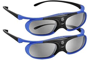 BOBLOV DLP Link 3D Glasses, 144Hz Rechargeable 3D Active Shutter Glasses for All DLP-Link 3D Projectors, Can't Used for TVs, Compatible with BenQ, Optoma, Dell, Acer, Viewsonic DLP Projector (Blue - 2Pack)