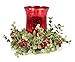 7 inch Mistletoe Floral Red Tea Light Candle Holder Set