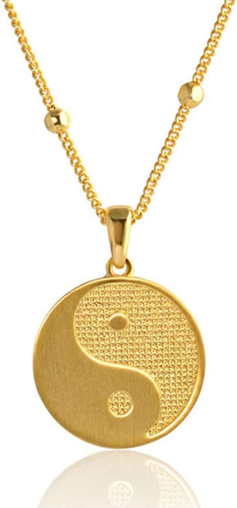 Gold Pendant Necklace for Women Ball Chain Yin Yang Lucky Necklaces for Girls