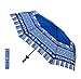 VINRELLA Wine Bottle Umbrellas | Compact, Light, No Drip, Fun Gift, Manual, Waterproof, Anti-UV | Small Folding Bottle Umbrella for Rain - Tribal Blue