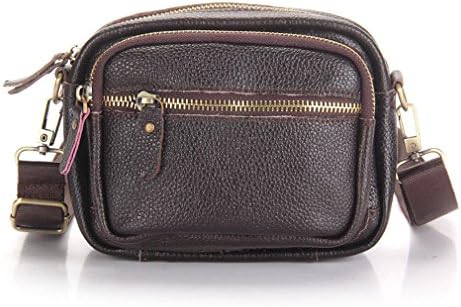 Unisex Genuine Leather Small Messenger Shoulder Belt Loops Waist Pack For Coins, Passport A-Brown