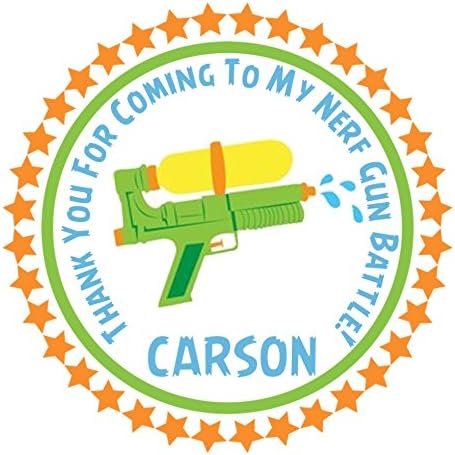 Nerf Gun Birthday Party Stickers - Water Gun Birthday Party Stickers