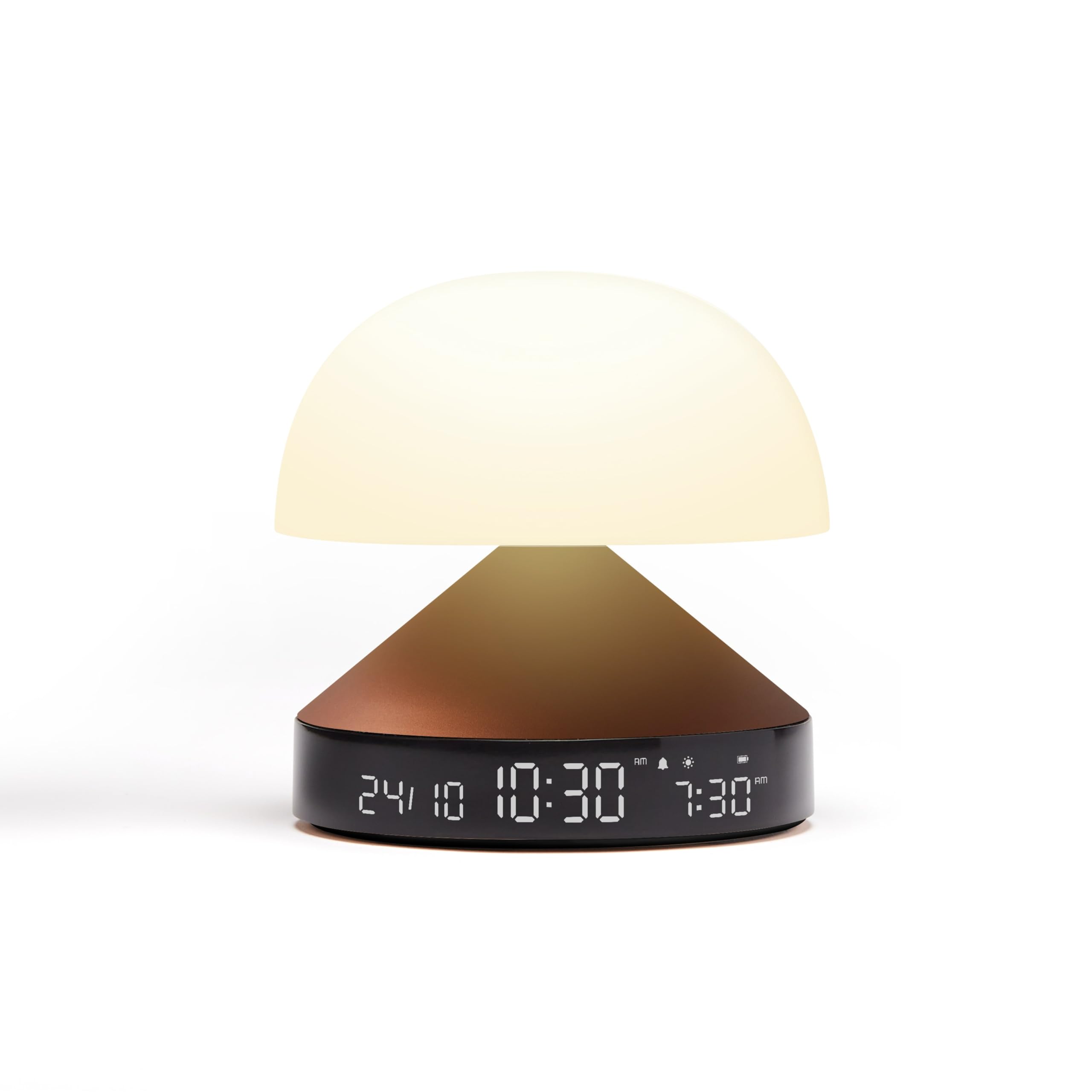 Lexon Mina Sunrise Alarm Clock - Wake Up Light and Sunset Simulation - Wireless & Rechargeable - Bronze — image 1