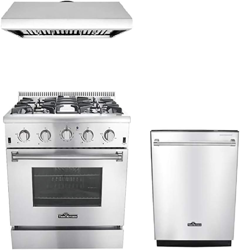 Amazon Com Thor Kitchen 3 Piece Kitchen Package With Hrg3080u 30 Pro Style 4 Burner Stainless Steel Gas Range Hrh3006u 30 Under Cabinet Range Hood Stainless Steel And Hdw2401ss 24 Dishwasher Stainless Steel Appliances