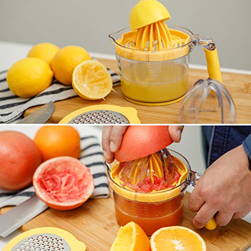 Manual Citrus Juicer Measuring Cup with Grater and Egg Separator