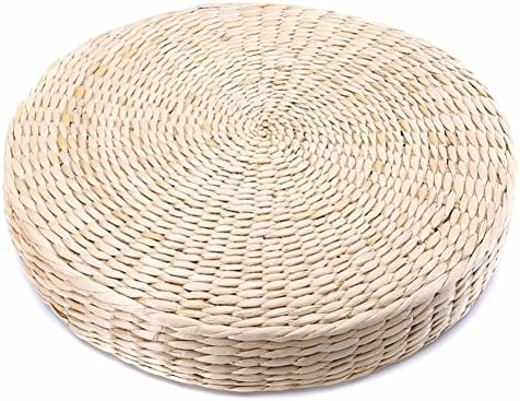 MOOUS Woven Straw Seat Cushion Pad Handmade Straw Round Tatami Yoga Floor Seat Pillow Cushions Breathable Japanese Tatami Floor Pillow Meditation Pillow for Home (4pcs)