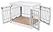 Internet’s Best Decorative Dog Kennel with Pet Bed | Double Door | Wooden Wire Dog House | Large Indoor Pet Crate Side Table | Whitethumb 1