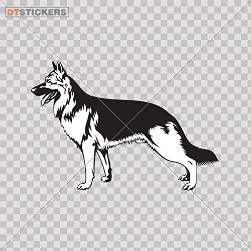 Vinyl Stickers Decals German Shepherd Dog Garage home window sit doggy canine leash (4 X 2,76 Inches) Fully Waterproof Printed vinyl sticker